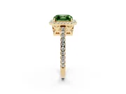 Asscher Cut Pave Halo Engagement Ring Setting for a Fancy Green Lab-Grown Diamond | Yellow Gold