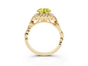 Round Vintage Halo Engagement Ring Setting for a Fancy Yellow Lab-Grown Diamond | Yellow Gold