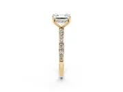 Asscher Cut Hidden Halo Pavé Engagement Ring Setting | Micro Pavé Band | Yellow Gold