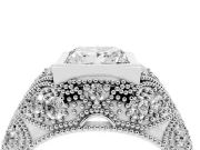 Princess Cut Diamond Bezel Ring Set in White gold with Milgrain Accent Band