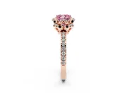 Cushion Cut Floral Petal Halo Engagement Ring Setting for a Fancy Pink Lab-Grown Diamond | Pavé Band | Rose Gold