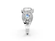 Radiant Cut Three Stone Halo Engagement Ring Setting | Pavé Wave Band | Sterling Silver