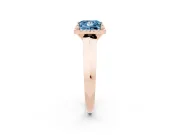 Princess Cut Knife-Edge Halo Engagement Ring Setting for a Fancy Blue Lab-Grown Diamond | Rose Gold