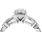 Emerald Cut Tapered Baguette Engagement Ring Setting | Bar Set Sides | White Gold