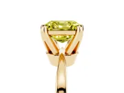 Fancy Yellow Asscher Cut Diamond Solitaire Engagement Ring Set in Yellow gold with Slim Tapered Solitaire Band