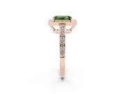 Emerald Cut Framed Halo Engagement Ring Setting for a Fancy Green Lab-Grown Diamond | Rose Gold