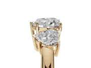 Heart-Shaped Three Stone Engagement Ring Setting | Plain Band | Yellow Gold