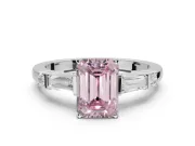 Emerald Cut Tapered Baguette Engagement Ring Setting for a Fancy Pink Lab-Grown Diamond | Sterling Silver
