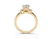Round Three Stone Engagement Ring Setting | Round Side Stones | Yellow Gold