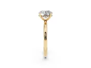 Round Cut Diamond Solitaire Engagement Ring Set in Yellow gold with Prong Setting and Polished Band