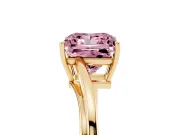 Fancy Pink Princess Cut Diamond Solitaire Twist Band Ring Set in Yellow gold with Prong Setting