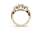 Cushion Cut Three Stone Engagement Ring Setting | Tapered Pave Band | Yellow Gold