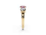 Round Three Stone Engagement Ring Setting for a Fancy Pink Lab-Grown Diamond | Large Round Side Stones | Yellow Gold