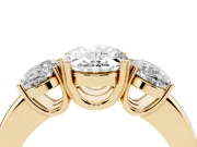 Oval Three Stone Engagement Ring Setting | Double Claw Head | Yellow Gold