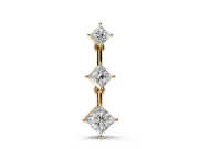 Princess Cut Lab-Grown Diamond Graduated Three-Stone Drop Pendant | Set on Point | Yellow Gold