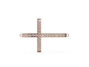 Round Lab-Grown Diamond Pavé Sideways Cross Necklace | Milgrain Edges | Rose Gold