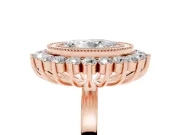 Oval Cut Diamond Halo Ring Set in Rose gold with Milgrain Edge and Round Prong Setting