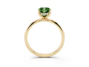 Fancy Green Cushion Cut Diamond Solitaire Engagement Ring Set in Yellow gold with Prong Setting and Polished Band