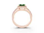Asscher Cut Halo Engagement Ring Setting for a Fancy Green Lab-Grown Diamond | Two-Row Pave Split Shank | Rose Gold