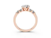 Heart-Shaped Five Stone Engagement Ring Setting | Prong-Set Side Stones | Rose Gold