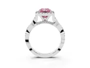 Radiant Cut Twist Halo Engagement Ring Setting for a Fancy Pink Lab-Grown Diamond | Platinum