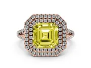 Asscher Cut Halo Engagement Ring Setting for a Fancy Yellow Lab-Grown Diamond | Rose Gold - Design NV-24799