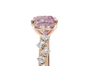 Cushion Cut Graduated Solitaire Engagement Ring Setting for a Fancy Pink Lab-Grown Diamond | Rose Gold