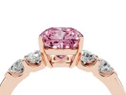 Cushion Cut Five Stone Engagement Ring Setting for a Fancy Pink Lab-Grown Diamond | Rose Gold