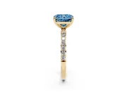 Radiant Cut Pave Solitaire Engagement Ring Setting for a Fancy Blue Lab-Grown Diamond | Pave Shoulders | Yellow Gold