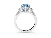 Heart-Shaped Hidden Halo Three Stone Engagement Ring Setting for a Fancy Blue Lab-Grown Diamond | Sterling Silver