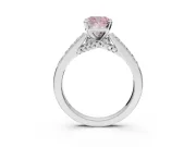 Cushion Cut Pavé Solitaire Engagement Ring Setting for a Fancy Pink Lab-Grown Diamond | Crossover Gallery | Platinum