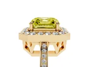 Asscher Cut Halo Engagement Ring Setting for a Fancy Yellow Lab-Grown Diamond | Polished Halo Rim | Yellow Gold