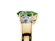 Pear-Shaped 3 Stone Engagement Ring Setting for a Fancy Green Lab-Grown Diamond | Yellow Gold