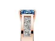 Asscher Cut Channel-Set Engagement Ring Setting for a Fancy Blue Lab-Grown Diamond | Rose Gold