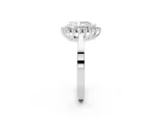 Pear Cut Diamond Halo Ring Set in White gold with Round Halo and Smooth Solitaire Band