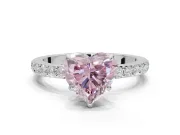 Heart-Shaped Hidden Halo Engagement Ring Setting for a Fancy Pink Lab-Grown Diamond | Pavé Band | Platinum