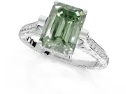 Emerald Cut Engagement Ring Setting for a Fancy Green Lab-Grown Diamond | Sterling Silver - Design NV-24586