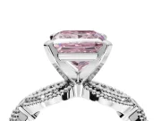 Princess Cut Vintage Engagement Ring Setting for a Fancy Pink Lab-Grown Diamond | Graduated Stations | Sterling Silver