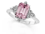 Emerald Cut Cluster Engagement Ring Setting for a Fancy Pink Lab-Grown Diamond | White Gold