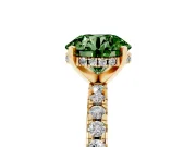 Round Hidden Halo Solitaire Engagement Ring Setting for a Fancy Green Lab-Grown Diamond | Pave Band | Yellow Gold
