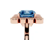 Asscher Cut Milgrain Cluster Halo Engagement Ring Setting for a Fancy Blue Lab-Grown Diamond | Plain Band | Rose Gold
