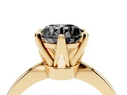 Round Tapered Solitaire Engagement Ring Setting for a Black Center | Claw Prong Head | Yellow Gold
