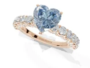 Heart-Shaped Shared Prong Engagement Ring Setting for a Fancy Blue Lab-Grown Diamond | Rose Gold