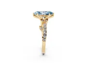 Marquise Leaf Pavé Engagement Ring Setting for a Fancy Blue Lab-Grown Diamond | Yellow Gold