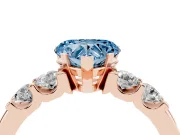 Heart-Shaped Five Stone Engagement Ring Setting for a Fancy Blue Lab-Grown Diamond | Rose Gold