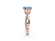 Fancy Blue Oval Cut Diamond Twist Band Solitaire Set in Rose gold with Pavé Accents and Prong Setting