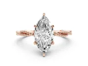 Marquise Twisted Solitaire Engagement Ring Setting | Beaded Twist Band | Rose Gold