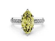 Marquise Channel Set Engagement Ring Setting for a Fancy Yellow Lab-Grown Diamond | Rope Collar | White Gold