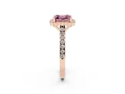 Asscher Cut Milgrain Floral Halo Engagement Ring Setting for a Fancy Pink Lab-Grown Diamond | Pavé Band | Rose Gold