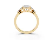 Emerald Cut Diamond Floral Cluster Ring Set in Yellow gold with Marquise Petals and Prong Setting